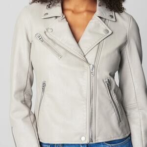 Blank NYC Size M Life Changer Taupe Vegan Leather Full-Zip Moto Jacket Neutral
